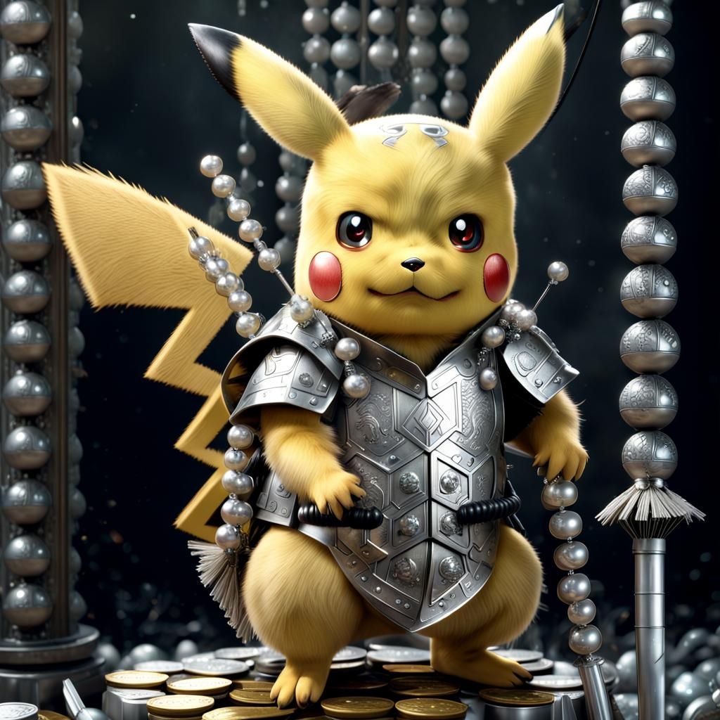 Armored Pikachu with Abacus Staff: Digital Matte Painting