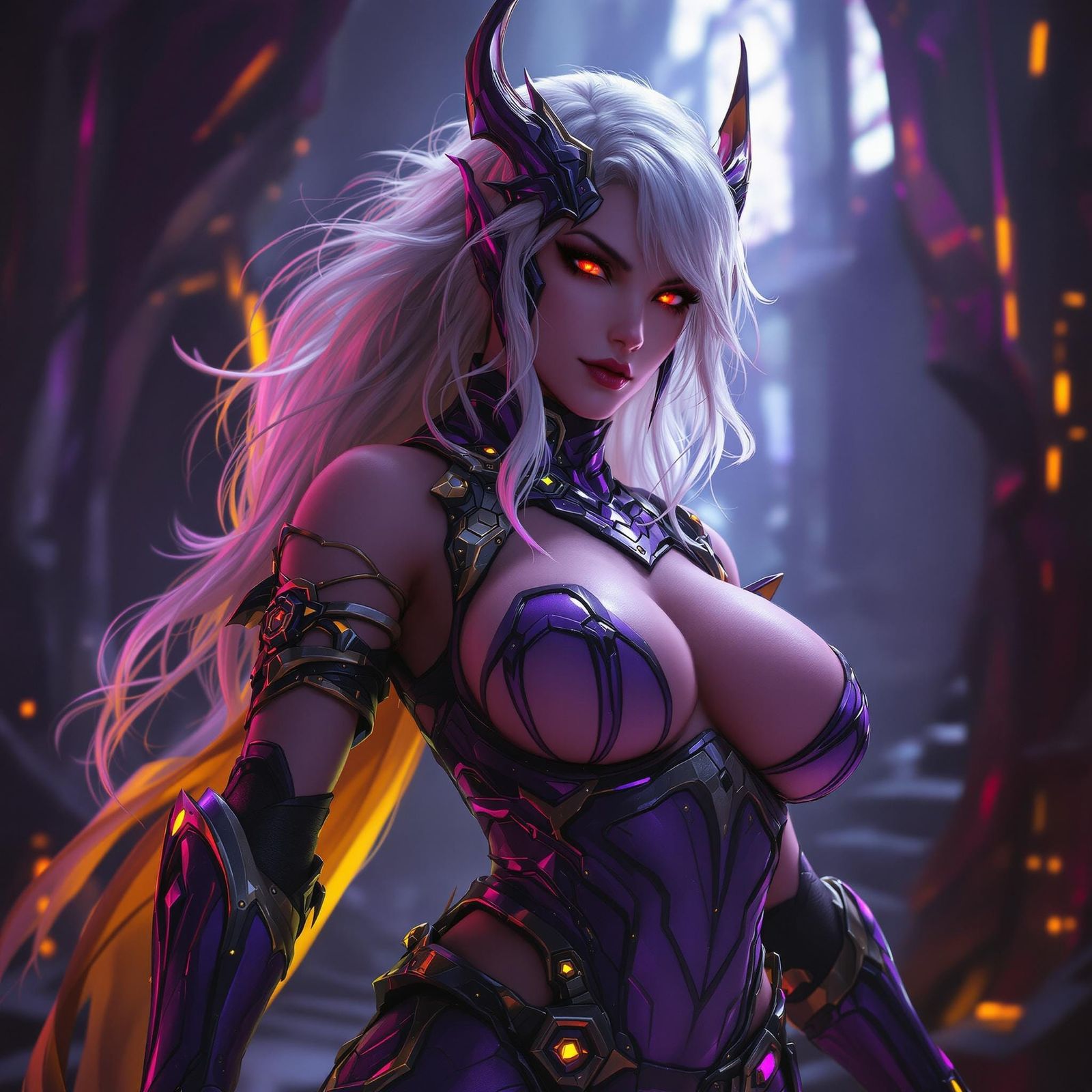 Ethereal Dhampir Warrior in Latex Armor