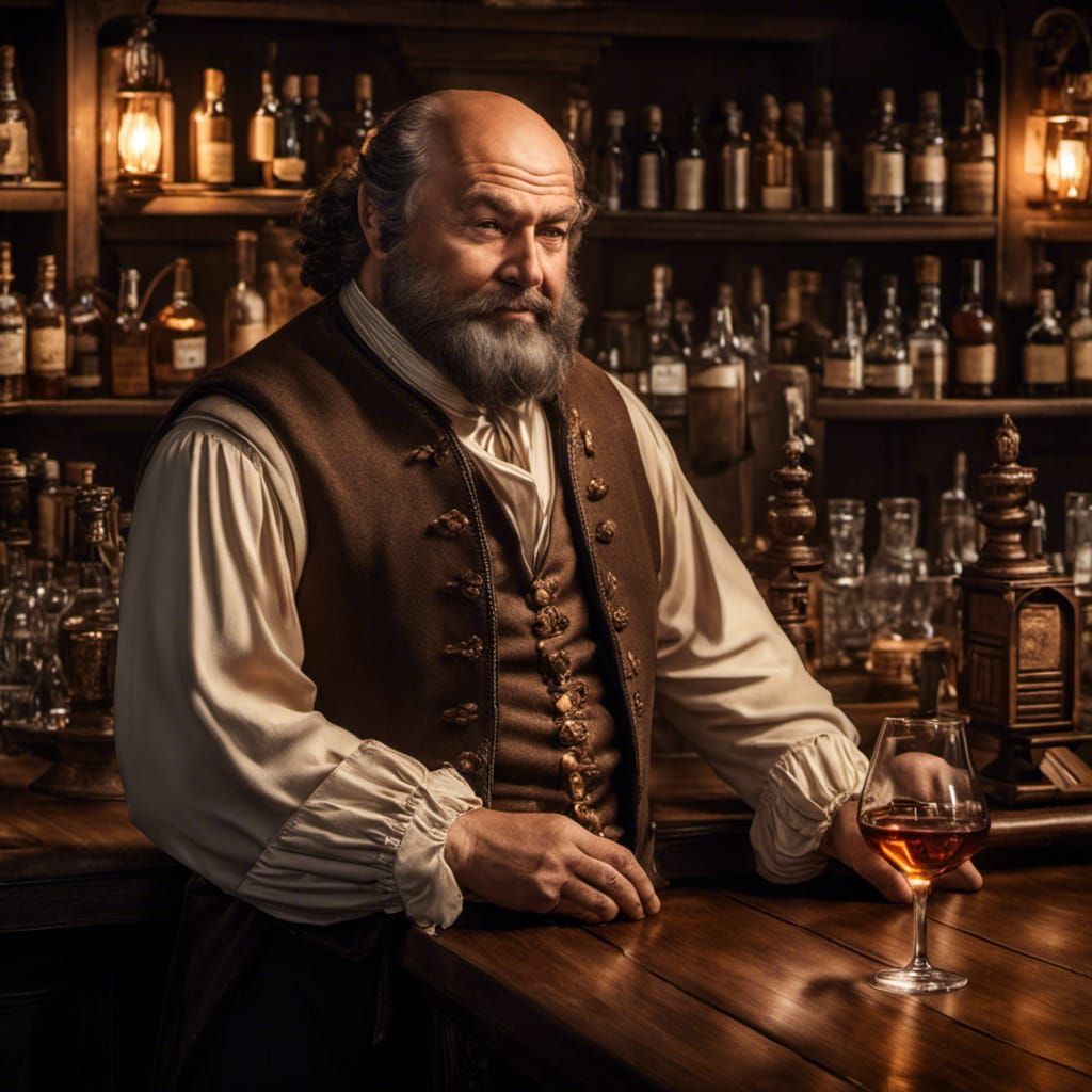 Cheerful Halfling Innkeeper Portrait in Hyperrealistic Style