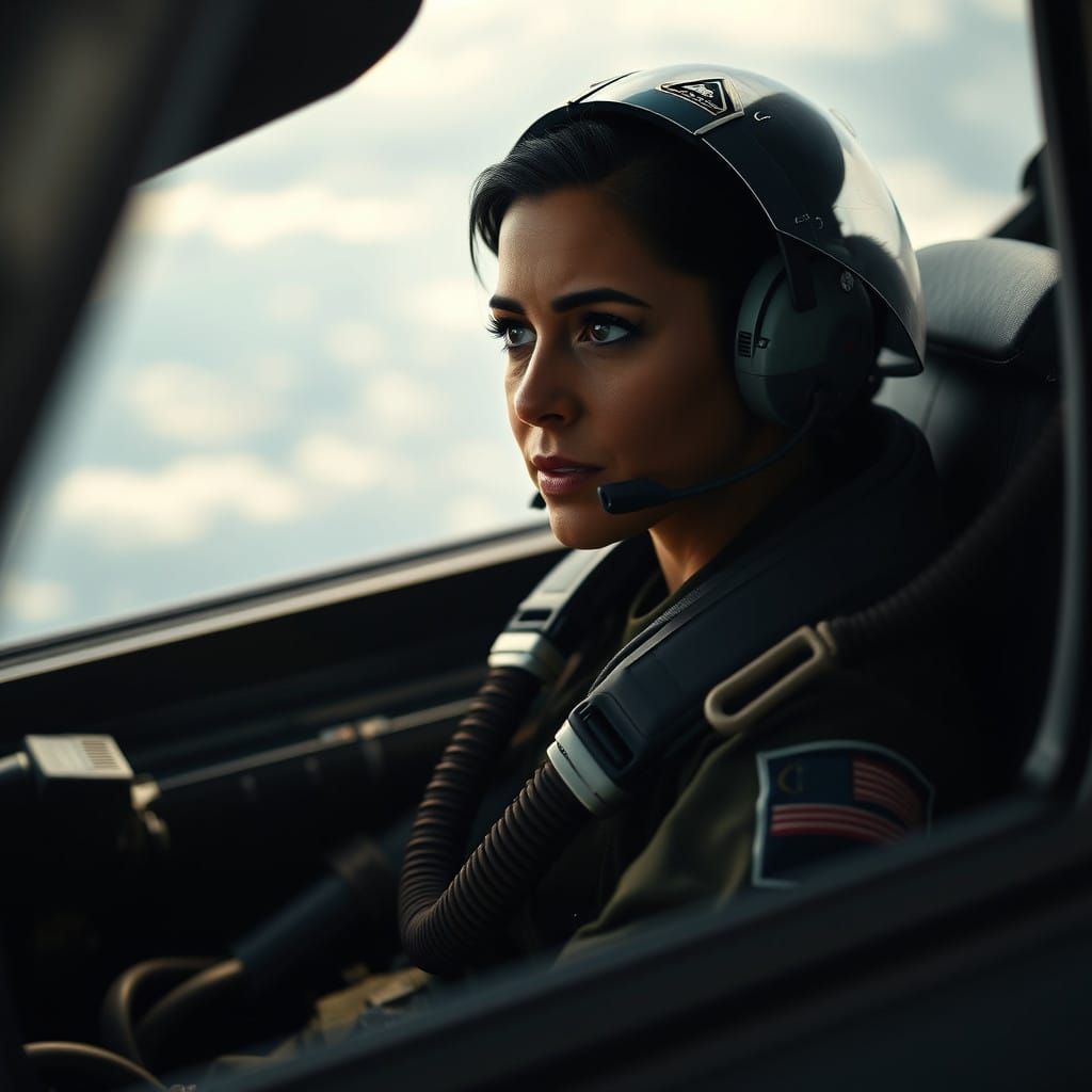Heroic Pilot in a Futuristic Cockpit