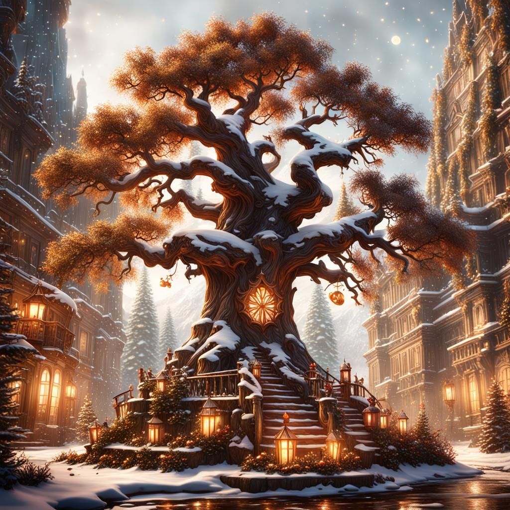 Detailed Christmas Tree Matte Painting in 8k