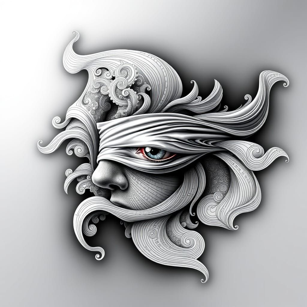 Abstract Blind Fortune Fractal in Zentangle Style