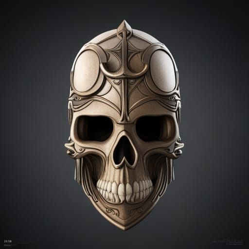 Viking Helmet Skull in Detailed Matte Painting