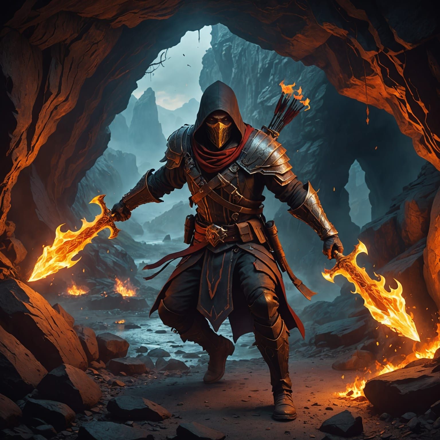 Fiery Assassin Emerges: Fantasy Concept Art