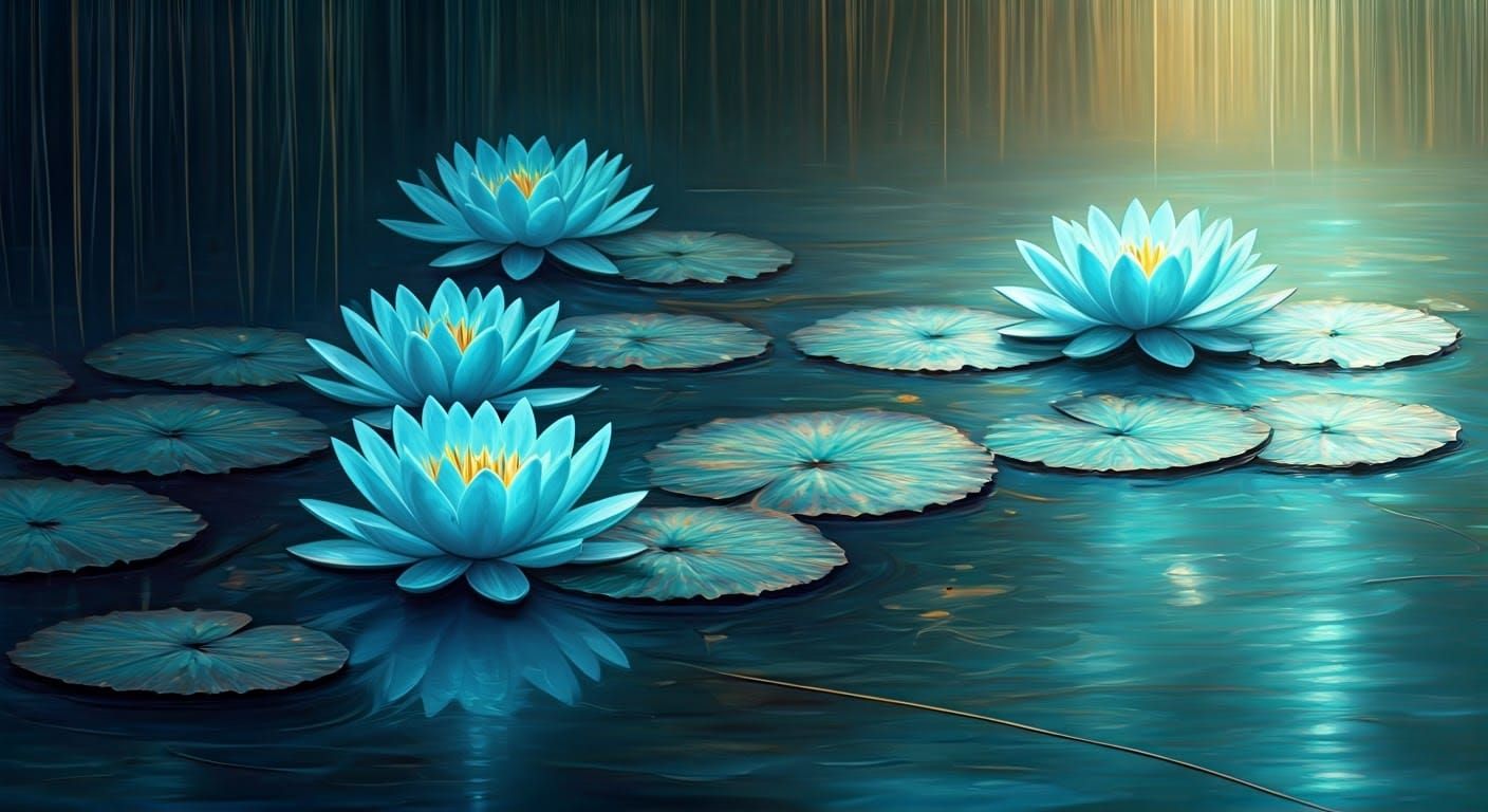 Ethereal Water Lilies in Vibrant Metallic Colors