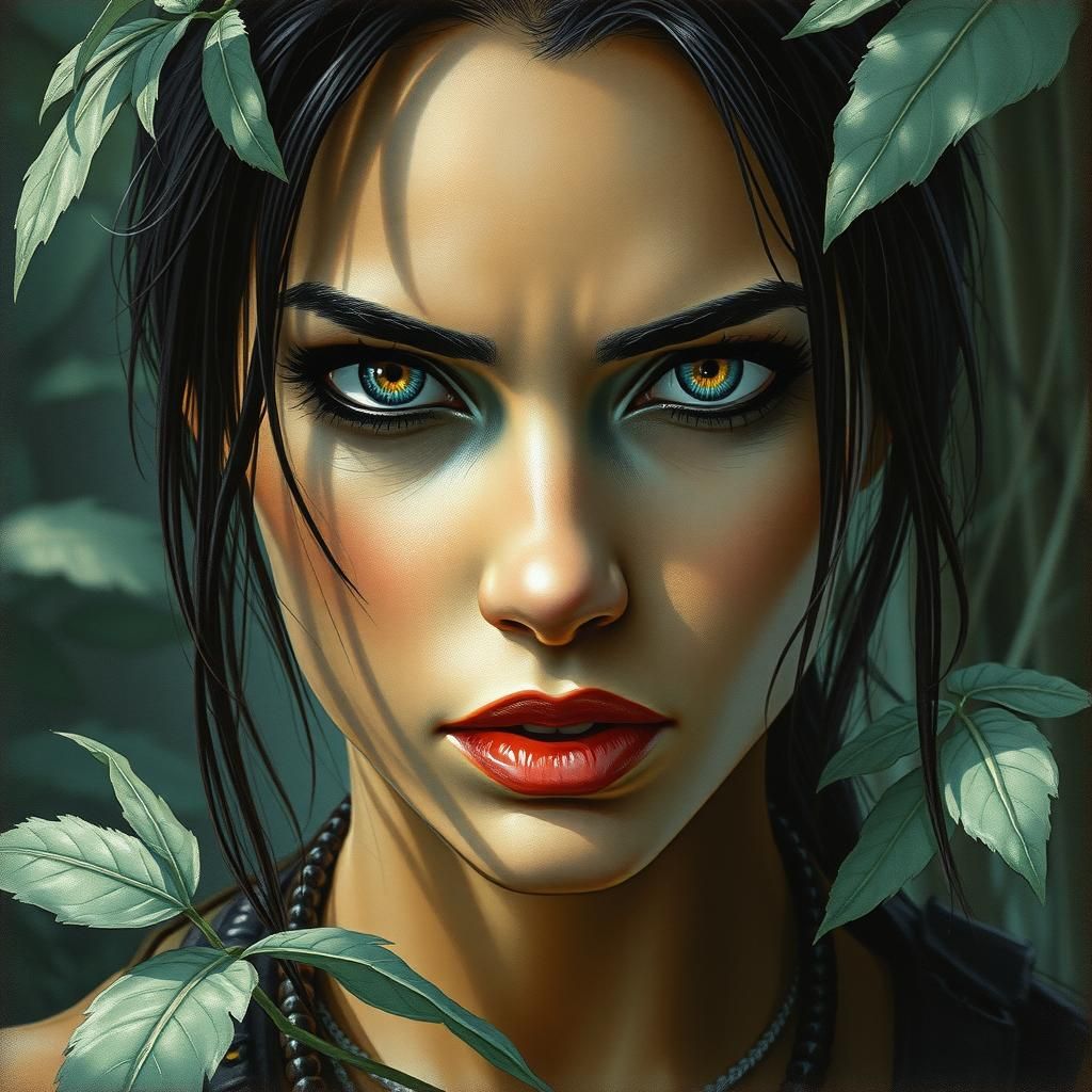 Lara Croft Jungle Illustration in Luis Royo Style
