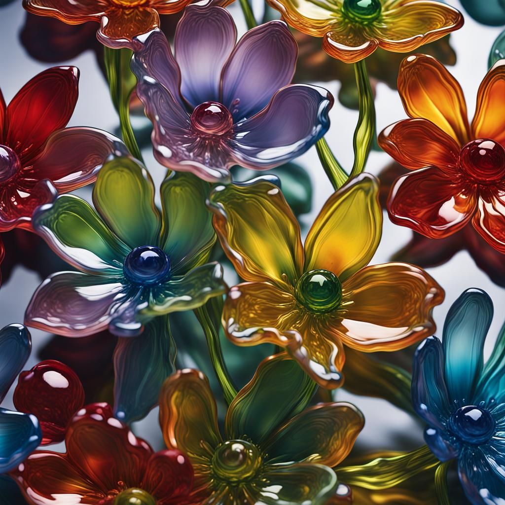 Enameled Glass Flowers in Macro Photography