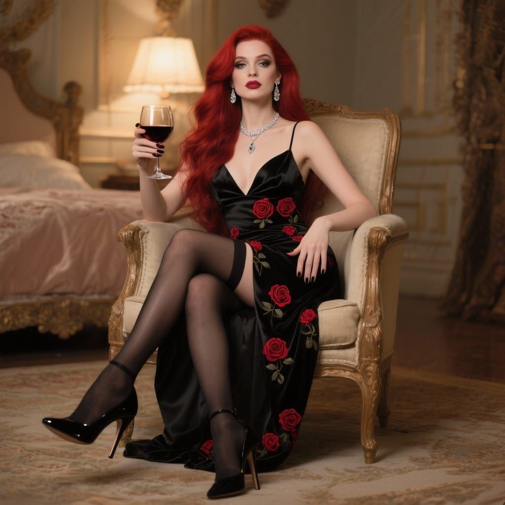 Goddess in Luxurious Boudoir, Cinematic Film Still
