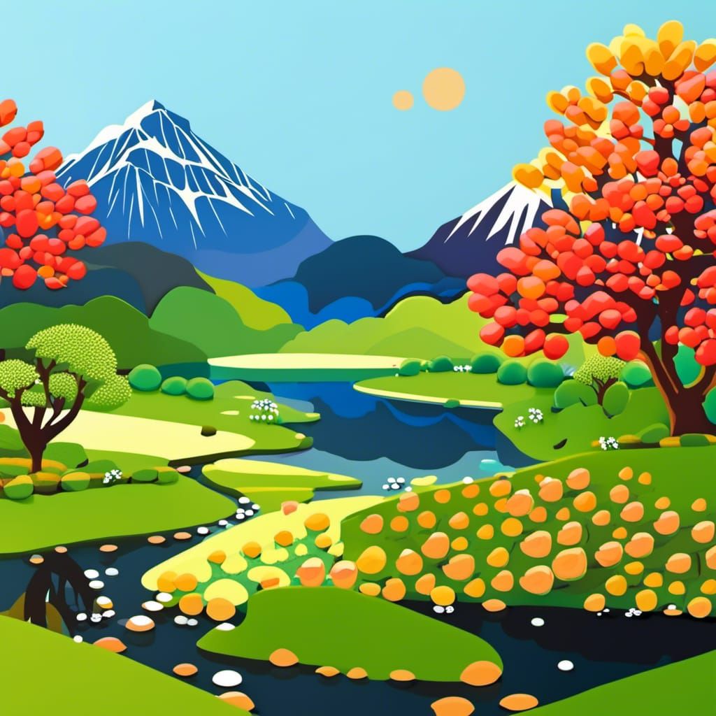 Enchanting Fantasy Landscape in Paper Cut Style