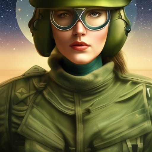Woman Soldier in Pilot Gear: Fantasy Concept Art