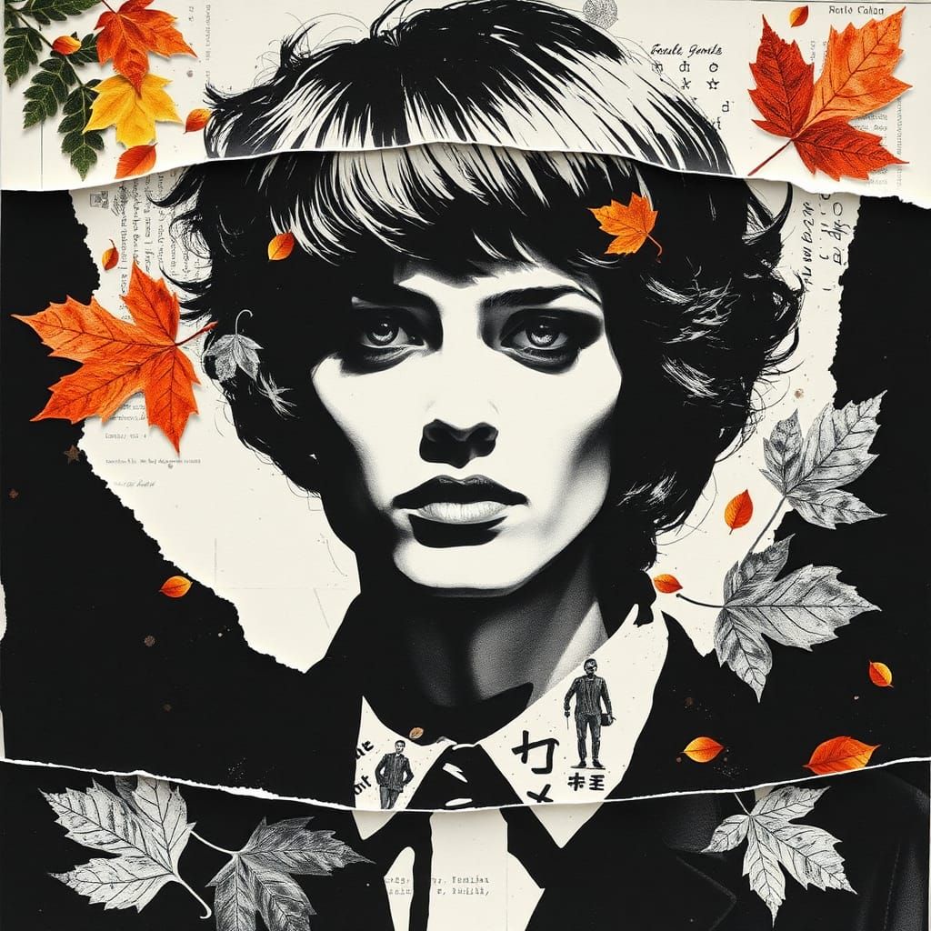 Abstract Autumn Collage in Dada Photogram Style