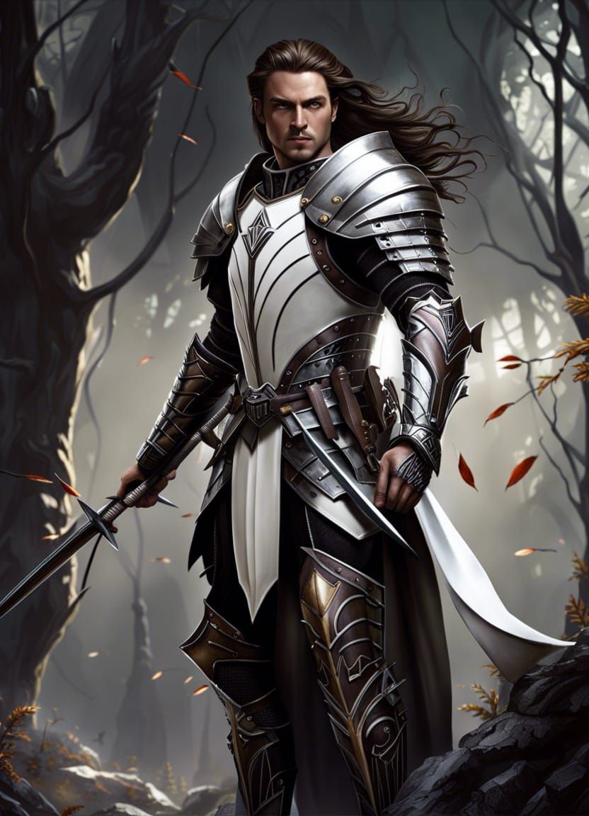 Fantasy Warrior with Bow and Spear