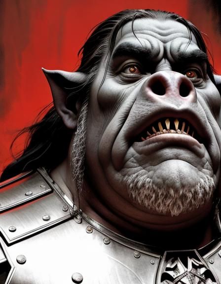 Hideous Ogre in Mismatched Armor: Digital Art