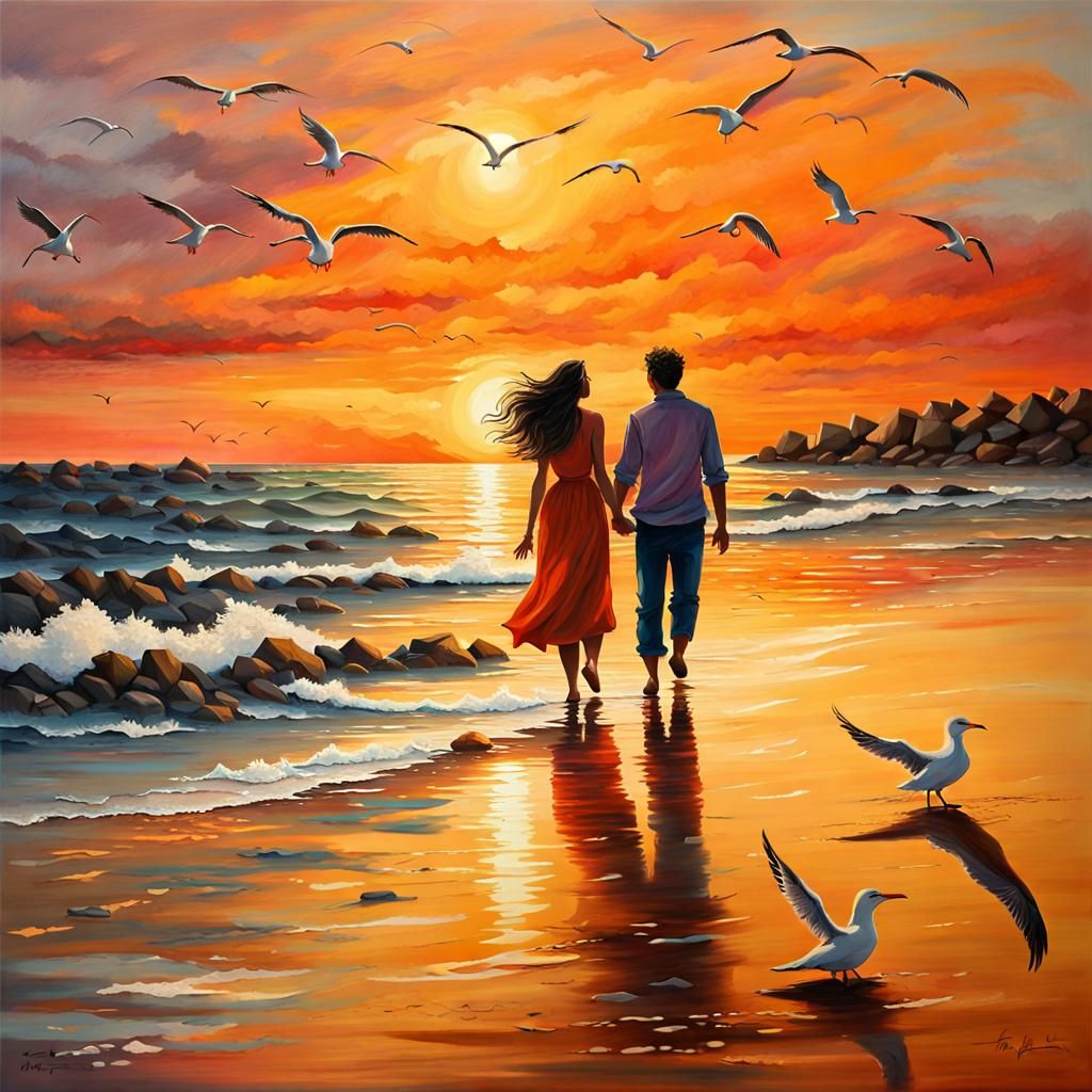 Magical Sunset: A Couple Falling in Love