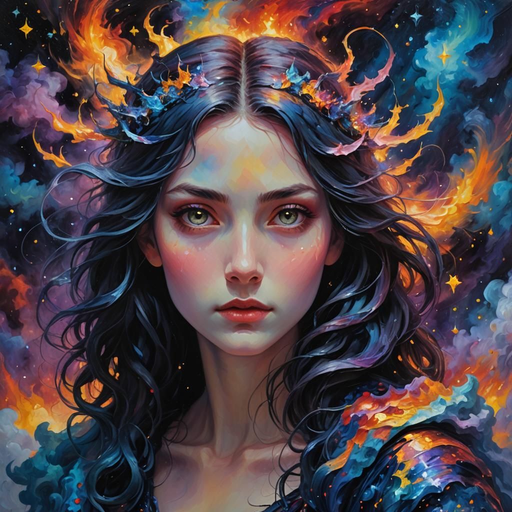 Void Queen: Neo-Impressionist Oil Painting