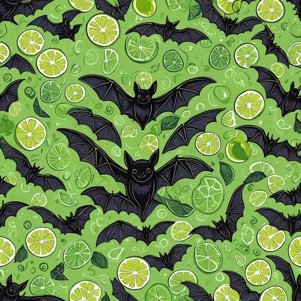 Lime Fruit Bat in Abstract Style