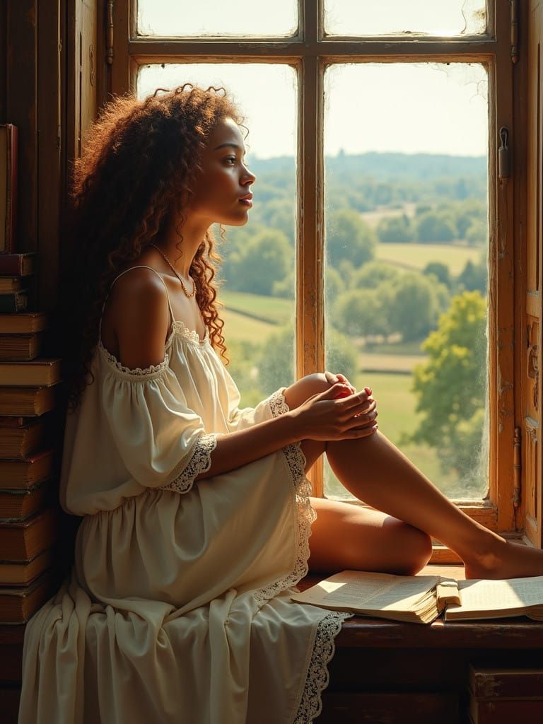 Cozy Library Scene with Gentle Light