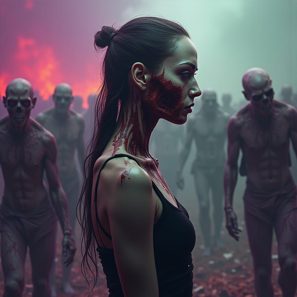 Hyperrealistic Zombie Portrait in Biomechanical Style