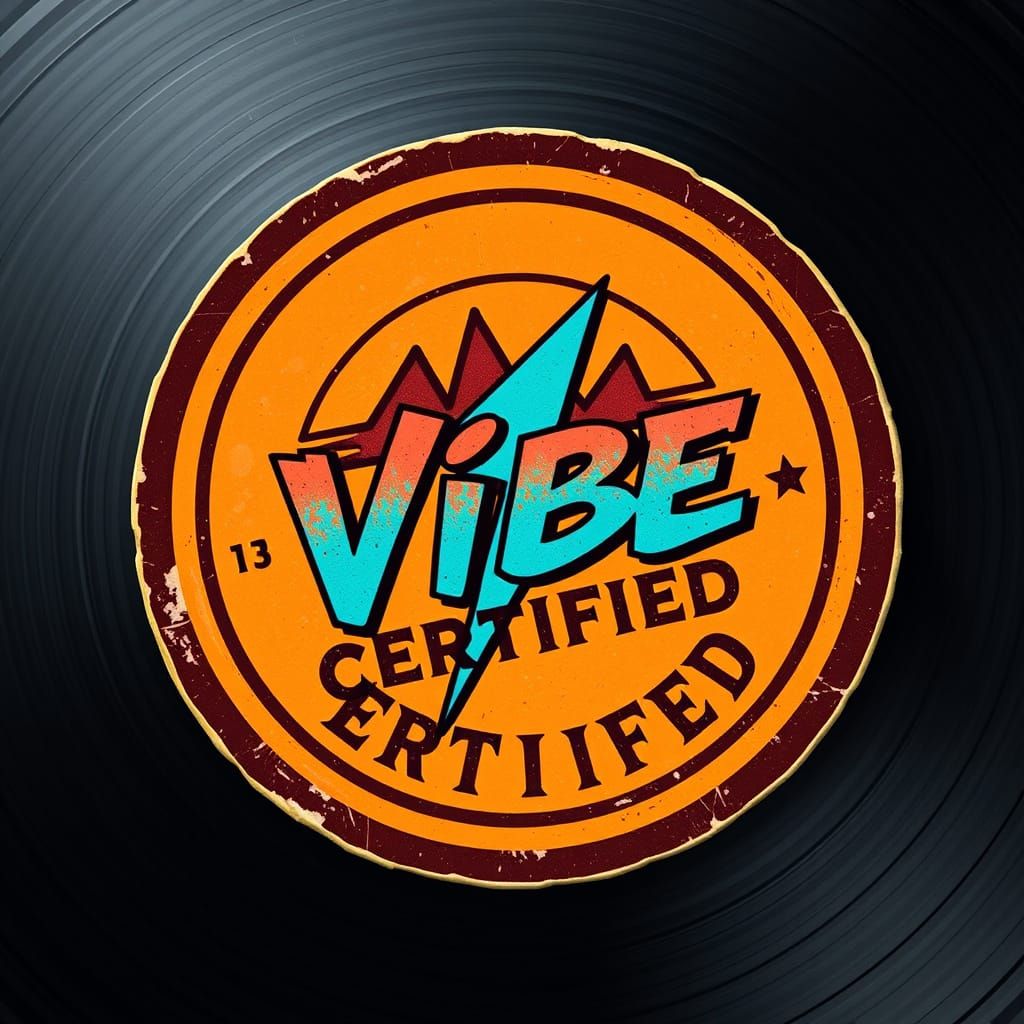 Vibe Certified: Retro-Futuristic Logo in Distressed Urban St...