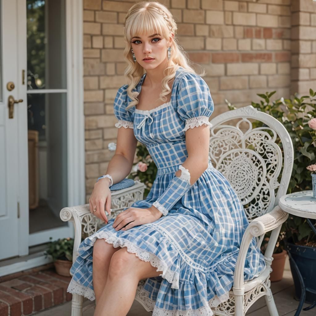 Bodybuilder in Babydoll Dress Fashion Portrait