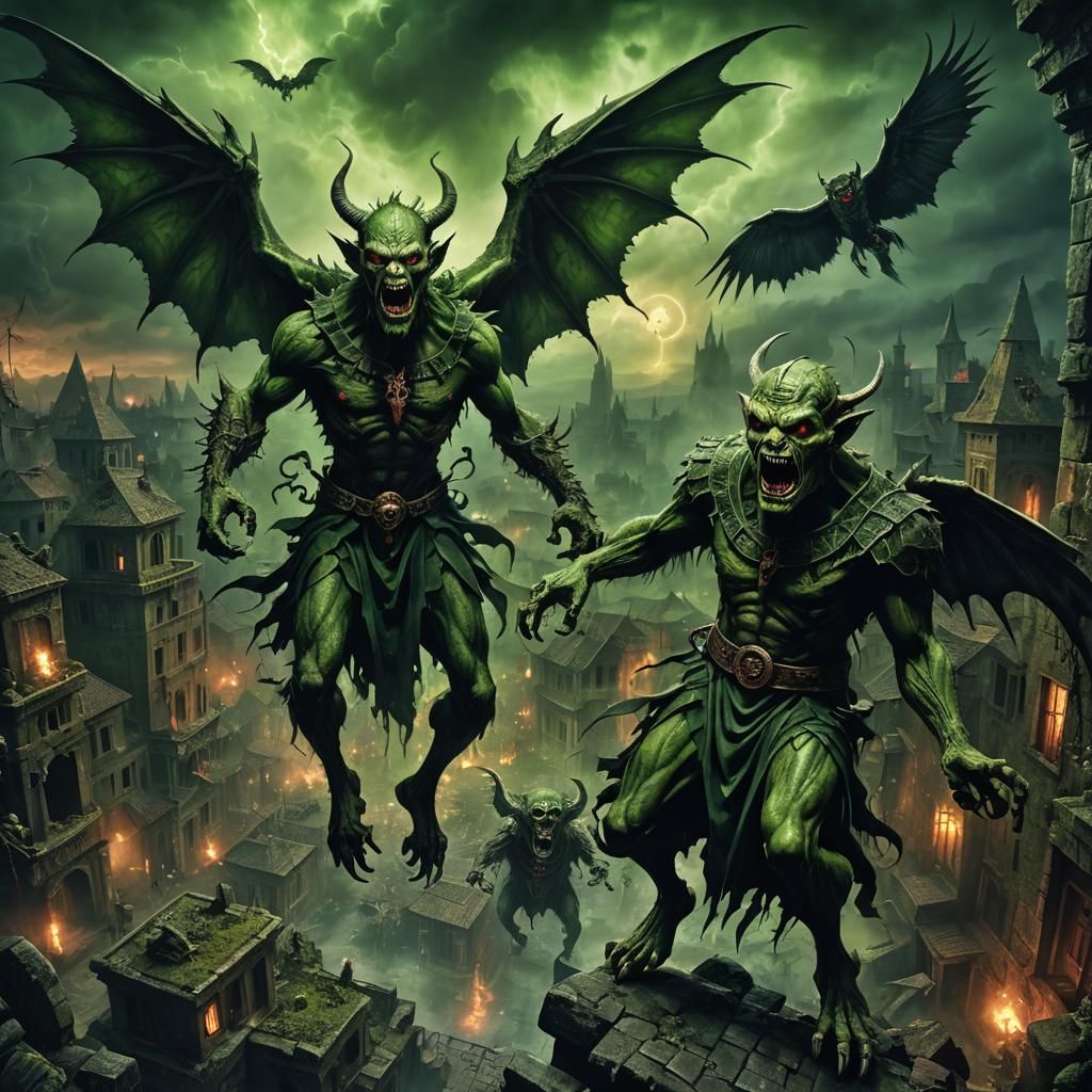 Demonic Figures Ready to Strike, Digital Matte Painting