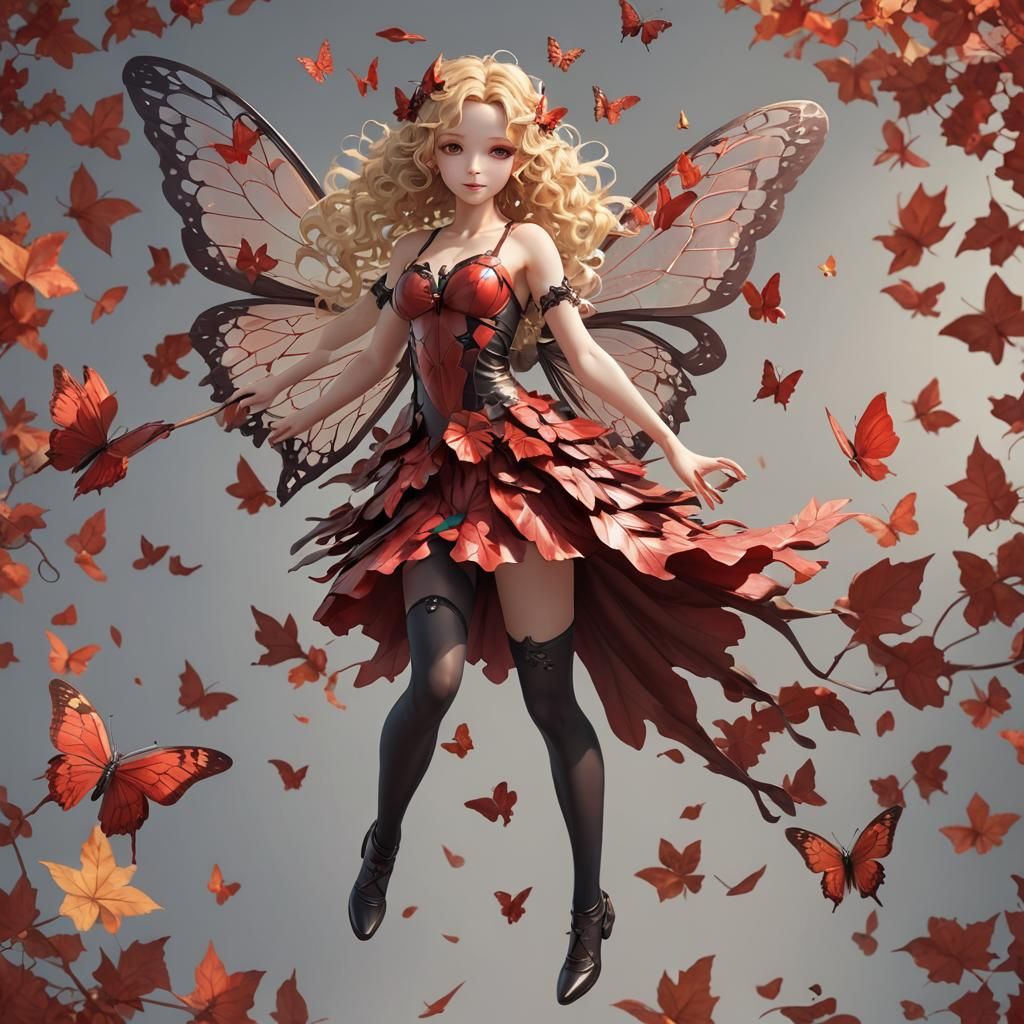 Blonde Fairy in Flight: 3D Anime Art