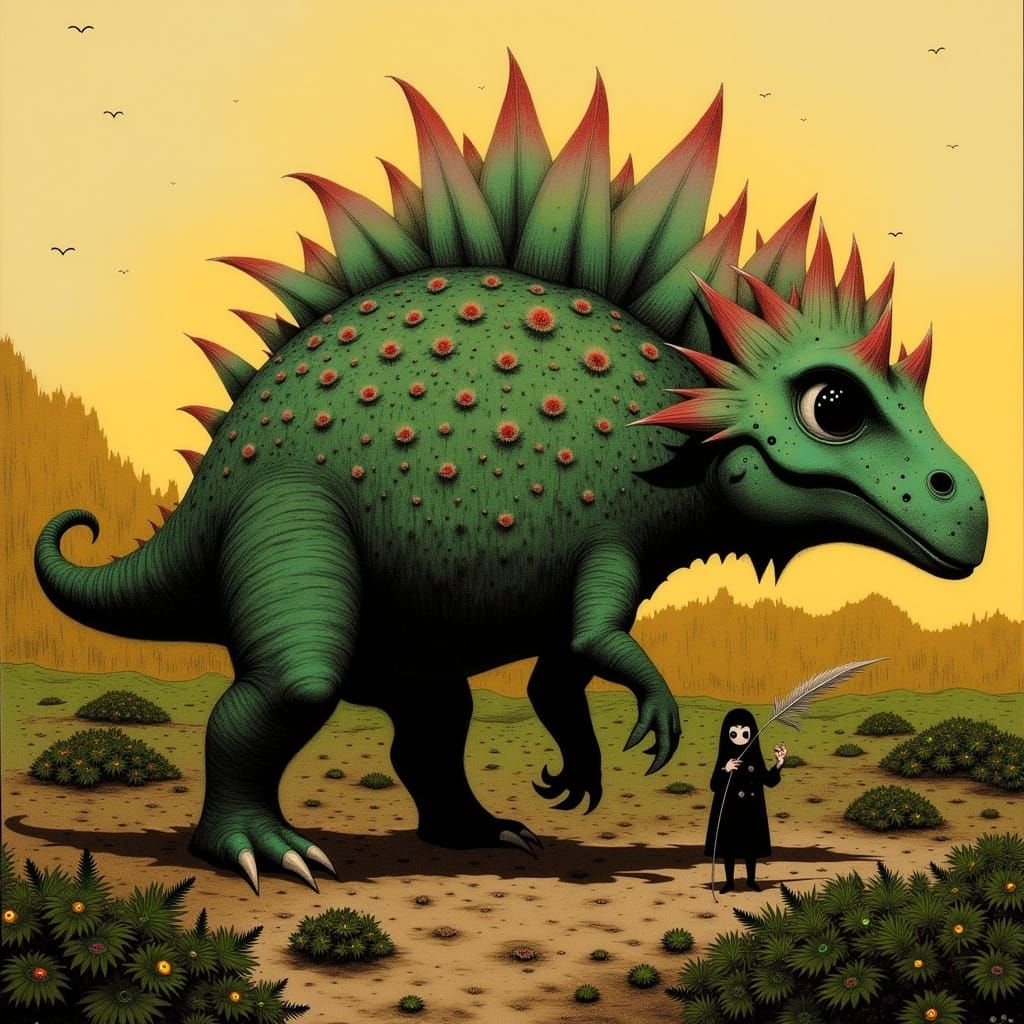Majestic Stegosaurus in Vibrant Paleoart Style