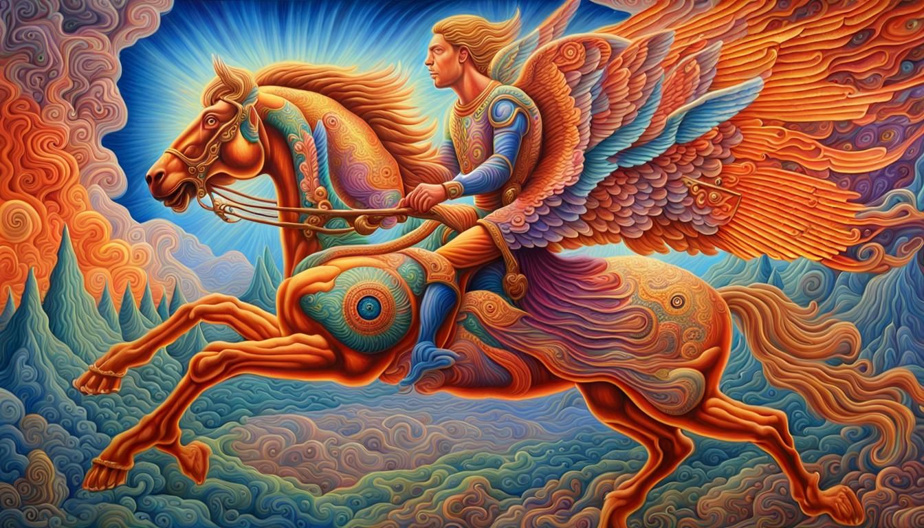 Bellerophon and Pegasus go on their daily flight