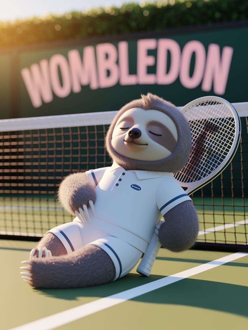 Sleepy Sloth at Wombledon in 3D Render