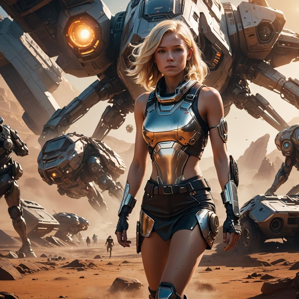 Sci-Fi Astronaut Descent on Alien Terrain