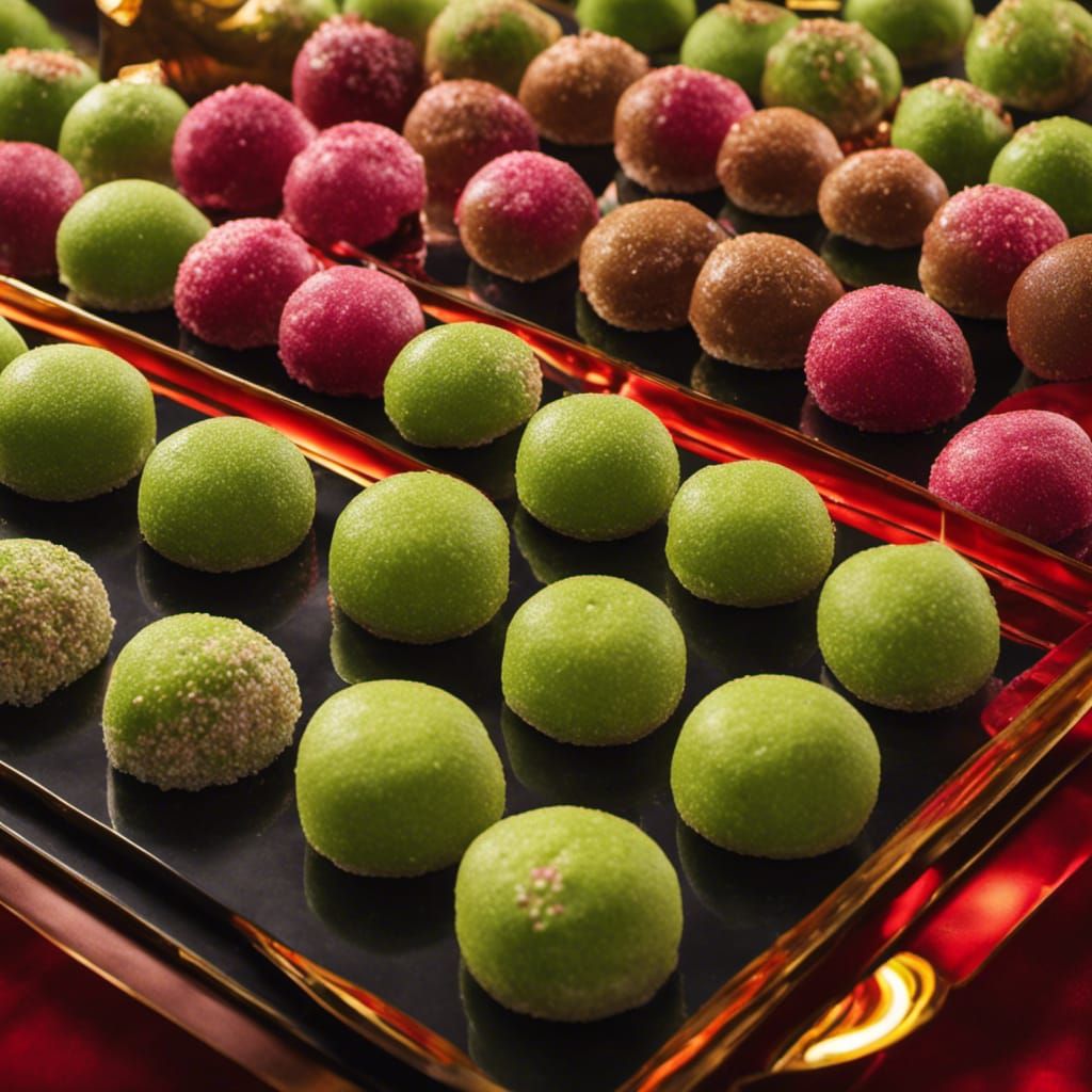 Japanese Mochi on Display in Bakery, Digital Art