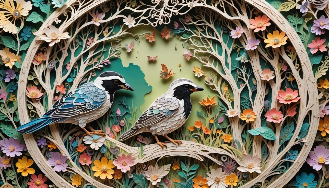Intricate Kirigami Papercut Art Illustration