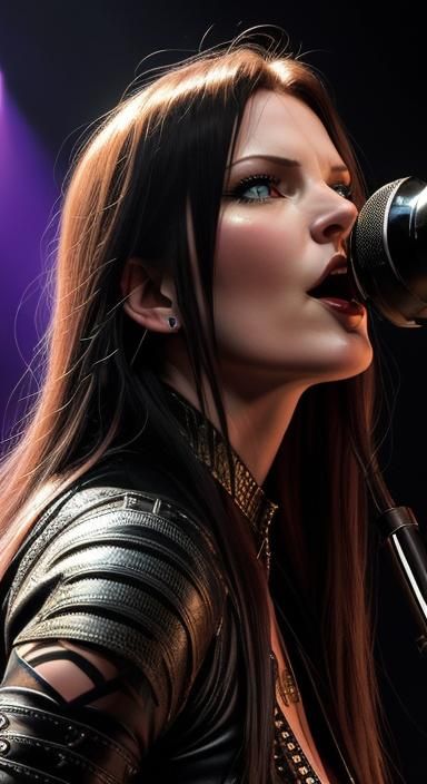 Dramatic Stage Portrait of a Rock Singer