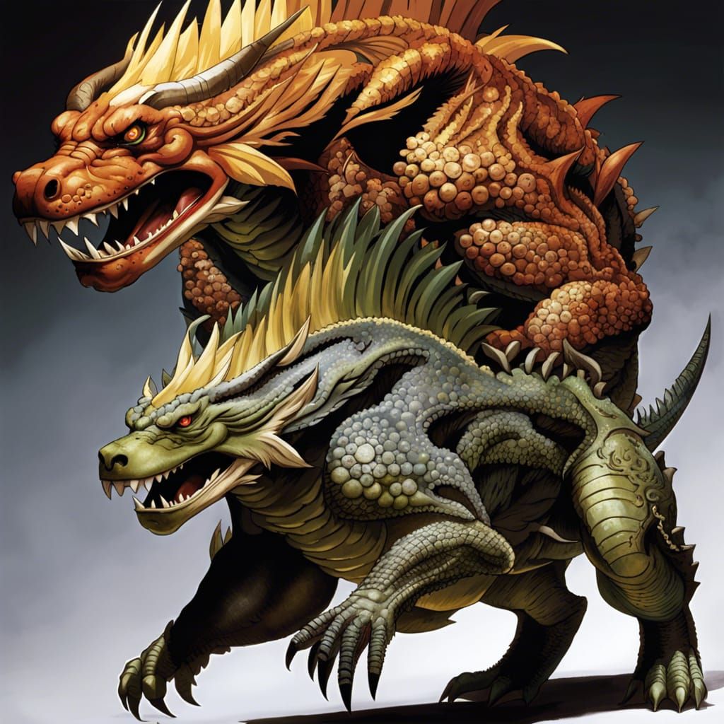 Monster Manual Chimera with Two Heads Illustration