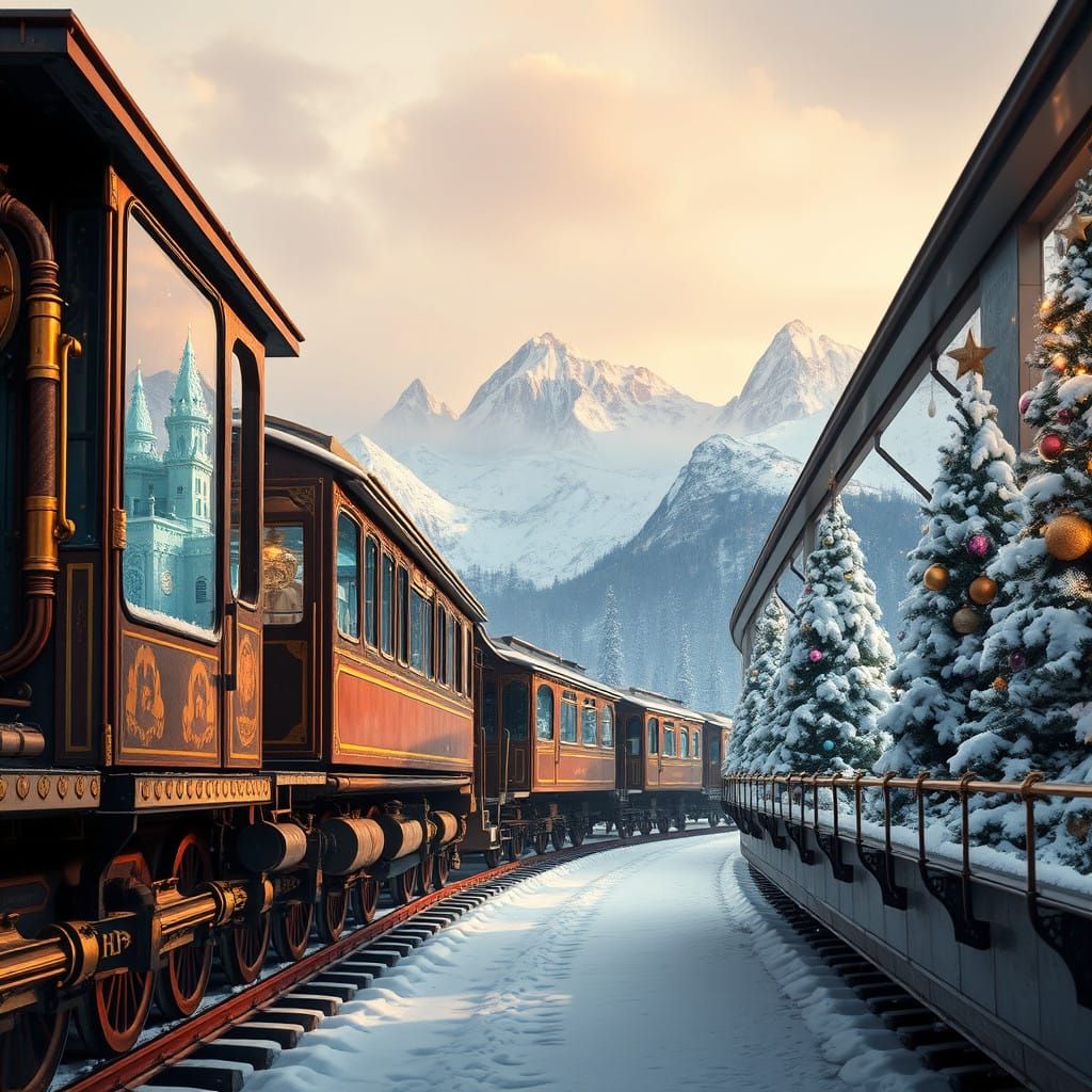 Vintage Steam Locomotive Unveils Whimsical Winter Wonderland