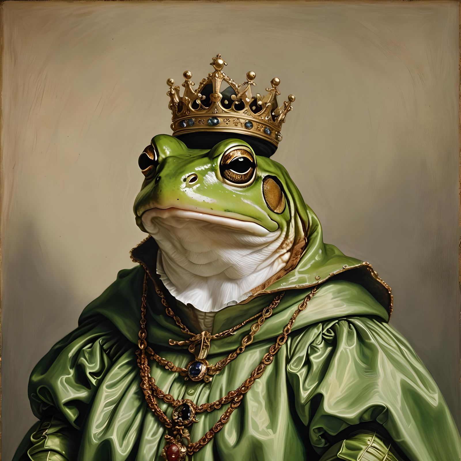 Frog Princess Portrait in Oil Painting Style