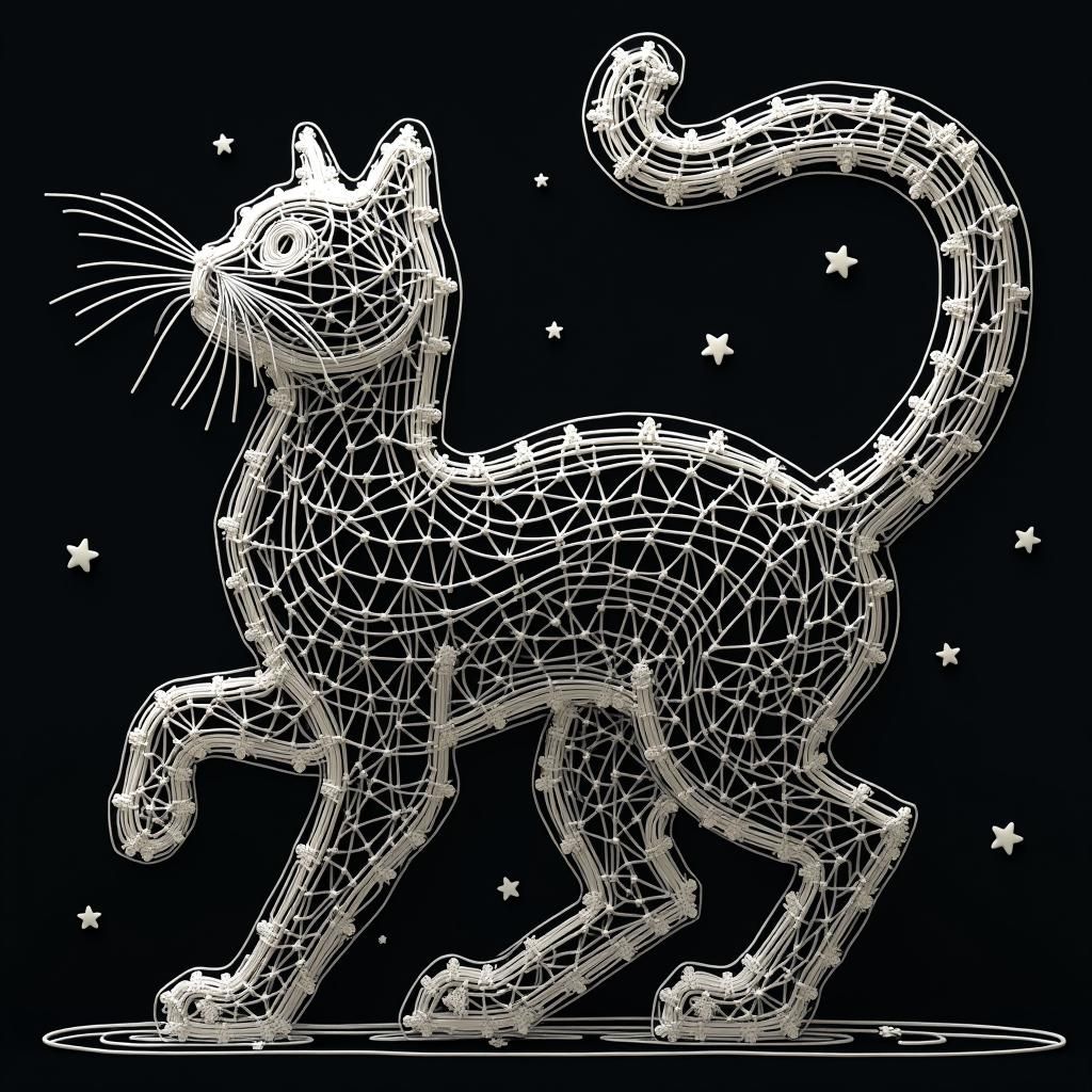 Dancing Cat Sculpture of Musical Notes