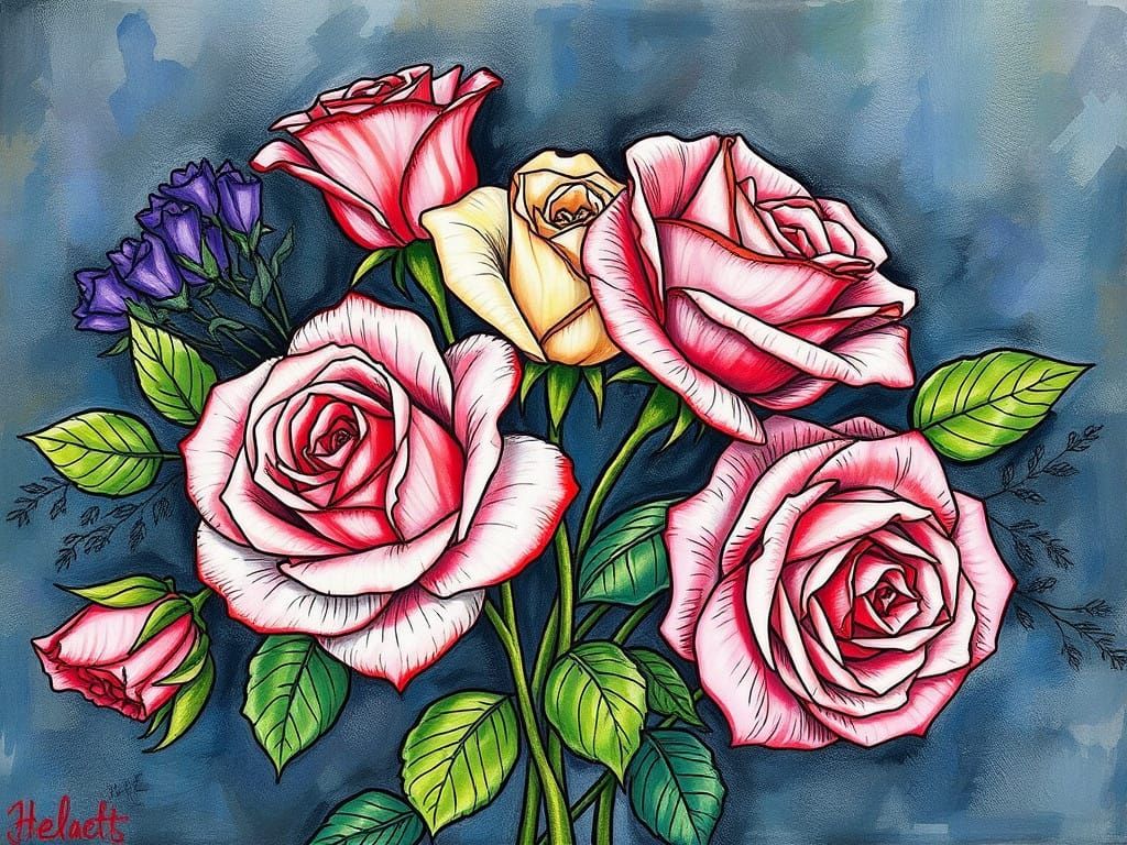 Gilded Roses in a Decadent Art Nouveau Style