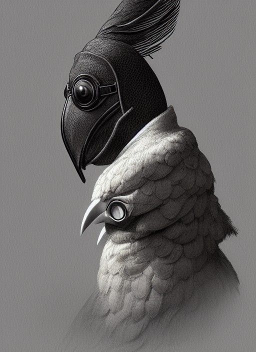 Intricate Portrait of Humanoid Bird in Digital Painting Styl...
