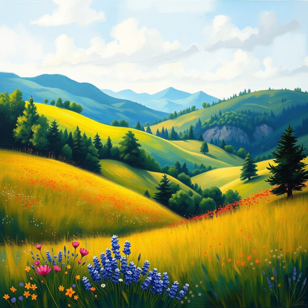 Softly Swirling Hills in Warm Earth Tones