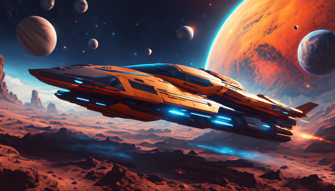 Galactic Explorer Ship in Hyperrealistic Concept Art