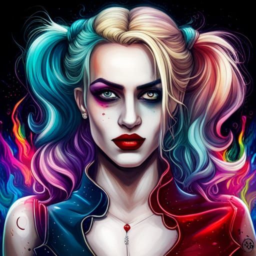Harley Quinn Portrait in Graffiti Art Style