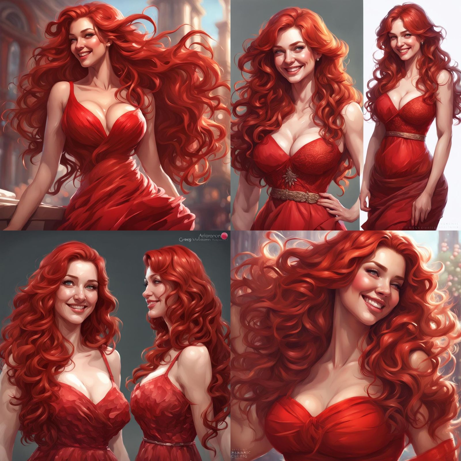Smiling Redhead Portrait in Hyperdetailed Digital Art