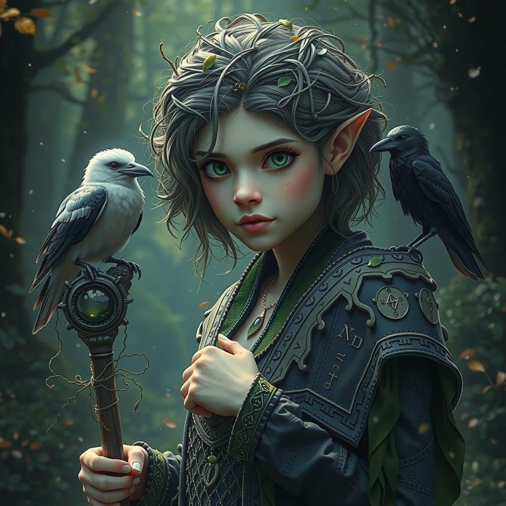 Mystical Forest Druid Gnome in Whimsical, Photorealistic Sty...