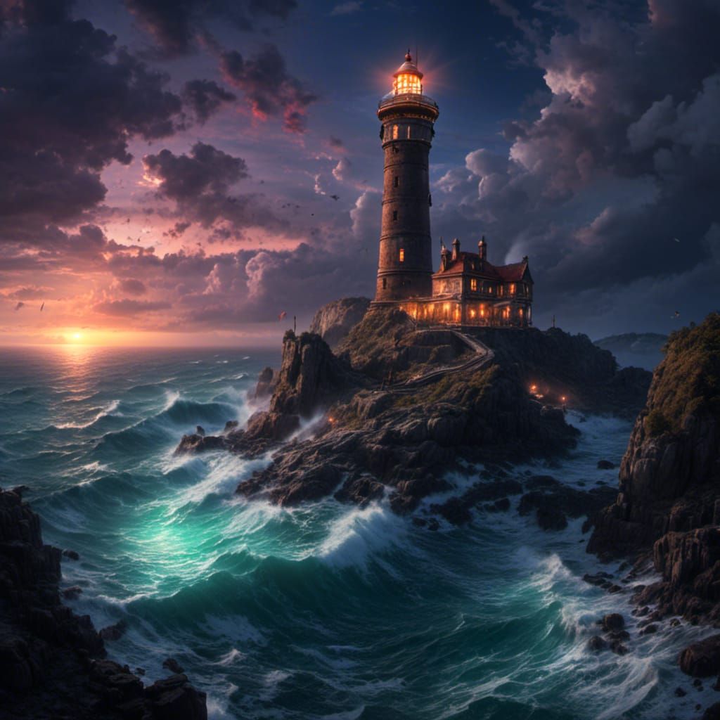 Night Lighthouse: Detailed Matte Painting