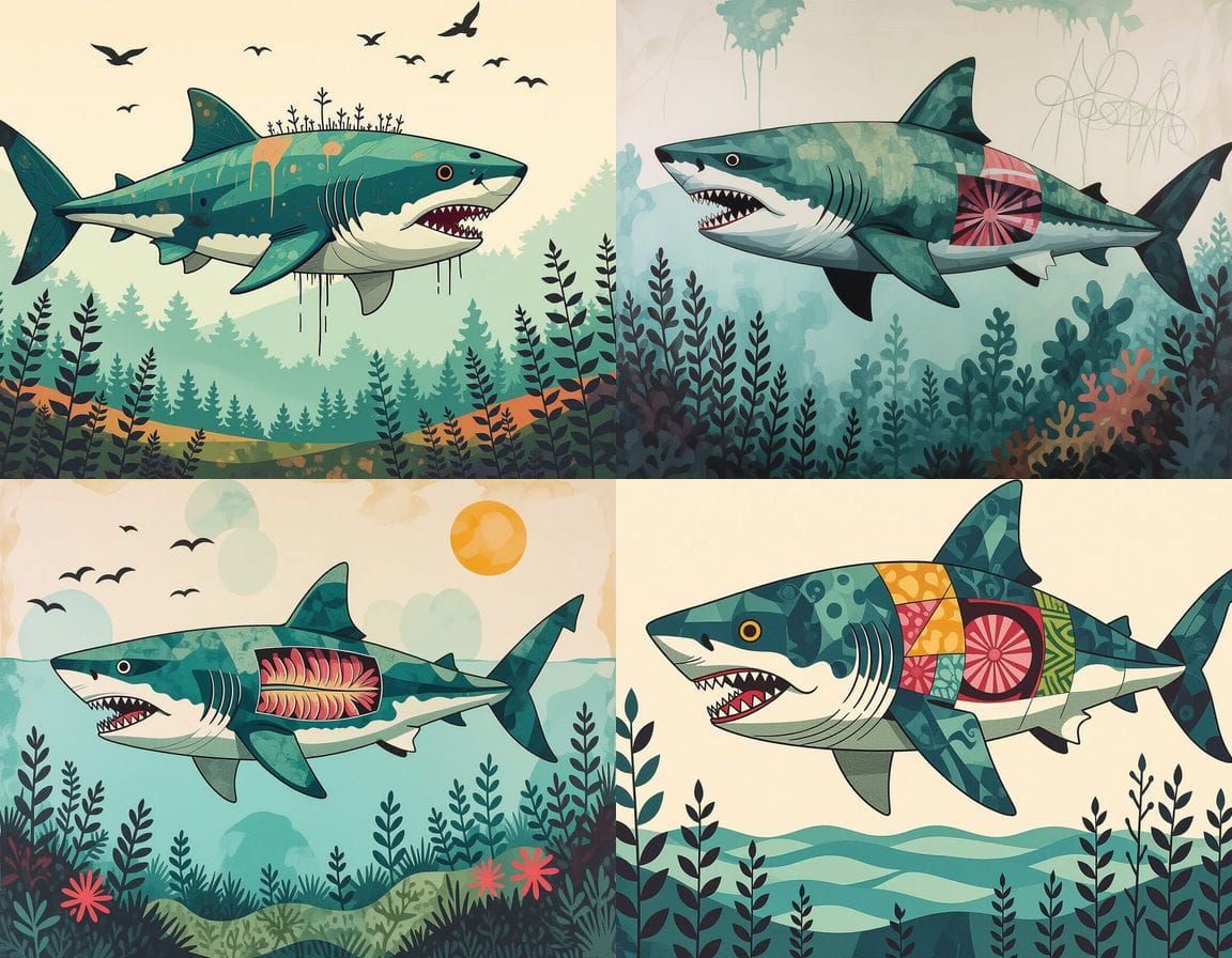 Mutant Kelp Forest Creature: Mixed Media Collage