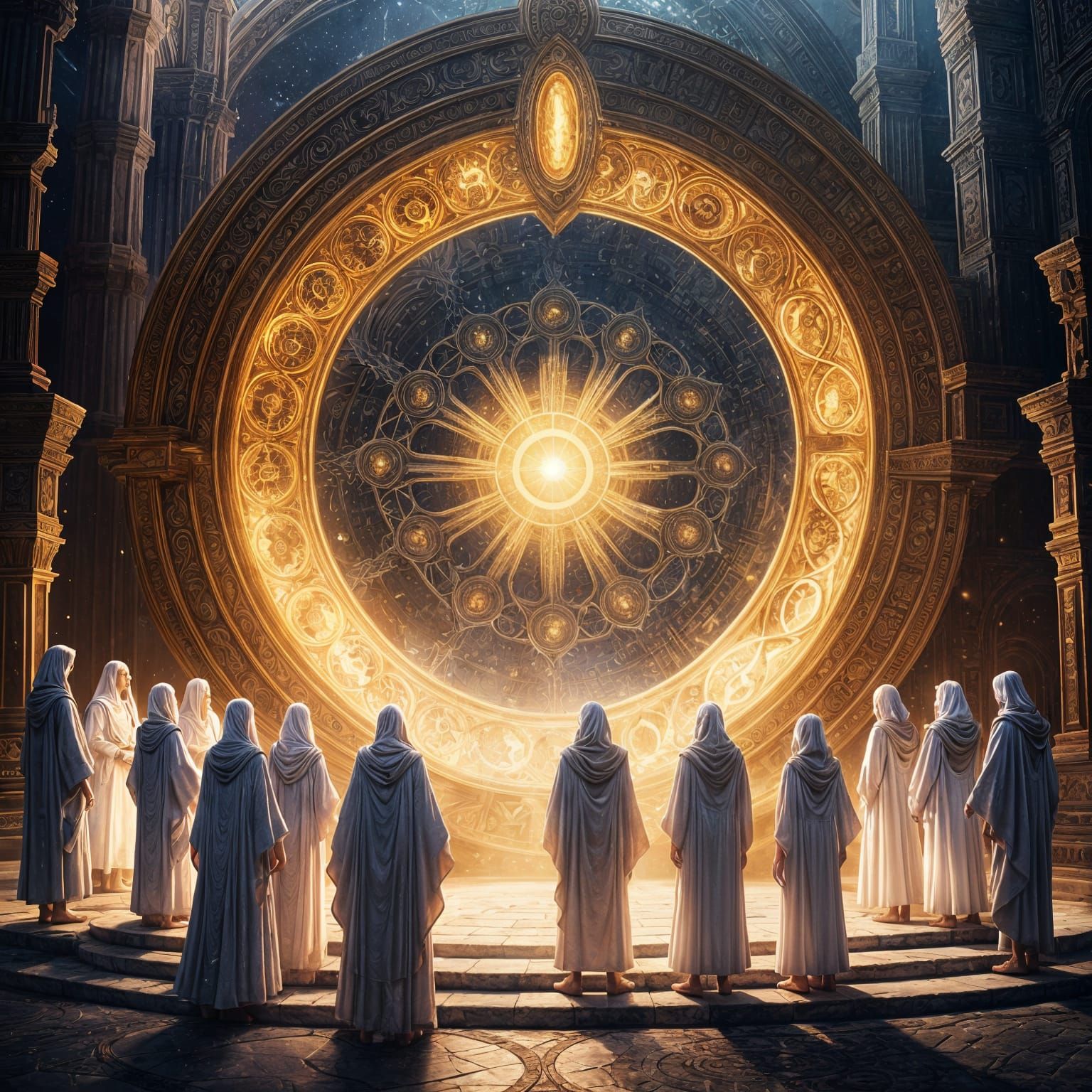 Ancient Beings Guarding a Portal of Light