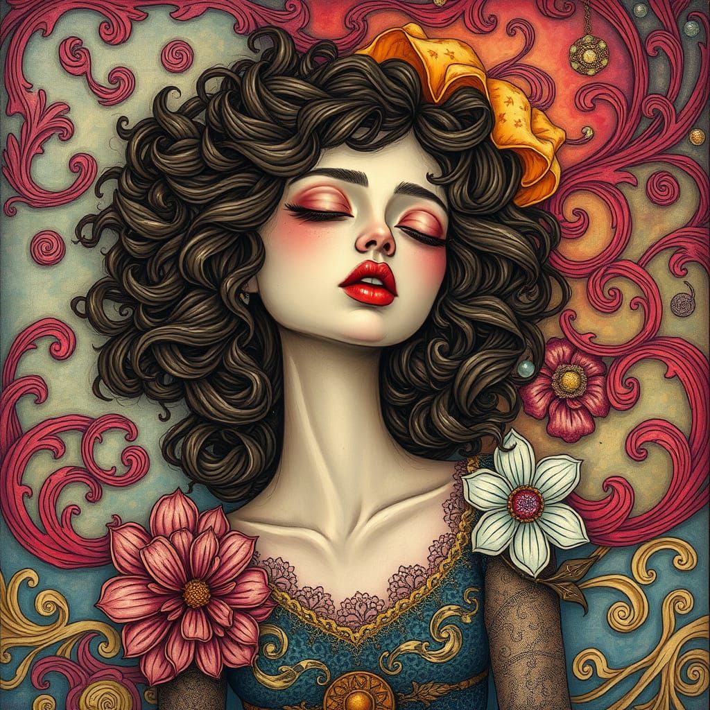 Surreal Dreamscape of Woman in Gothic Fantasy Style