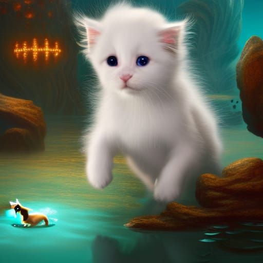 Kitten and Puppy Underwater Treasure Hunt