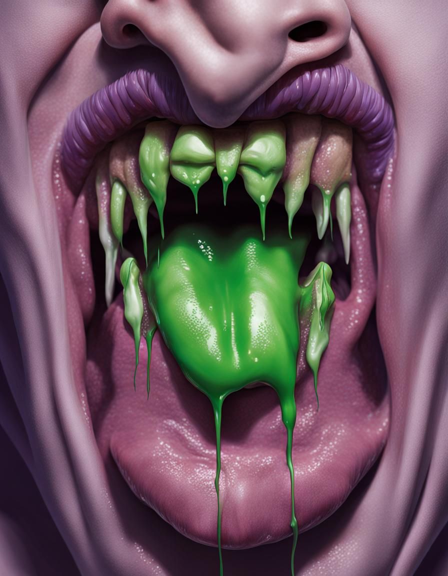 Stripped Teeth and Purple Lips in Grimace